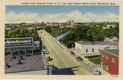 Moorehead Minnesota Looking West Toward Fargo North Dakota Vintage Postcard (unused) - Vintage Postcard Boutique