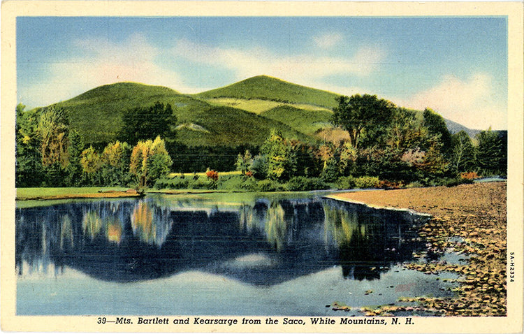 White Mountains New Hampshire Mts. Bartlett & Kearsarge Vintage Postcard (unused)