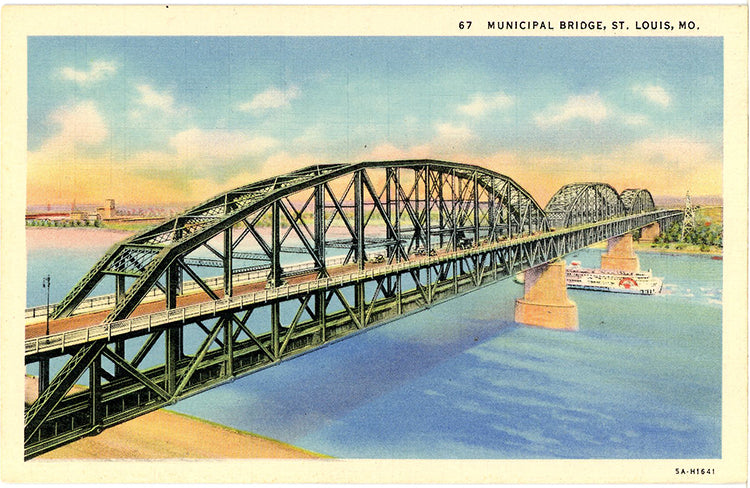 Municipal Bridge MacArthur Bridge St. Louis Missouri Vintage Postcard (unused)