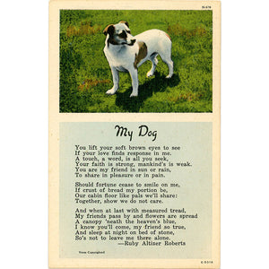 My Dog Poem by Ruby Altizer Roberts Vintage Postcard 1955 – Gift for Dog Lover - Vintage Postcard Boutique