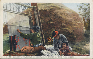 Grand Canyon National Park Arizona Navaho Weaver Vintage Postcard FRED HARVEY - Vintage Postcard Boutique
