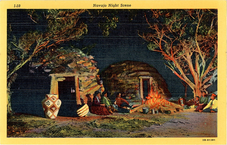 Navajo Indian Native American Night Scene Vintage Postcard - Vintage Postcard Boutique