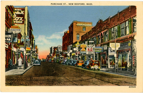 New Bedford Massachusetts Purchase Street Vintage Postcard (unused) - Vintage Postcard Boutique
