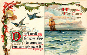 Ernest Nister New Year Ship Will Come In Vintage Postcard - Vintage Postcard Boutique