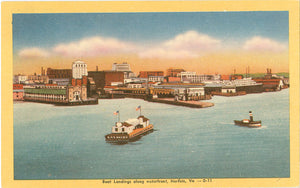 Norfolk Virginia Boat Landings Along Waterfront Vintage Postcard (unused) - Vintage Postcard Boutique