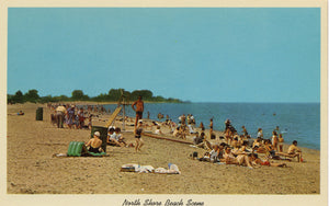 Lake Michigan Beach Scene Along North Shore Vintage Postcard - circa 1950s (unused) - Vintage Postcard Boutique