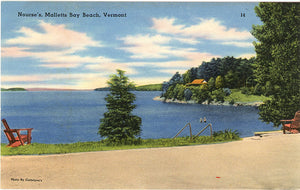 Nourse's Malletts Bay Beach Vermont Lake Champlain Vintage Postcard (unused)