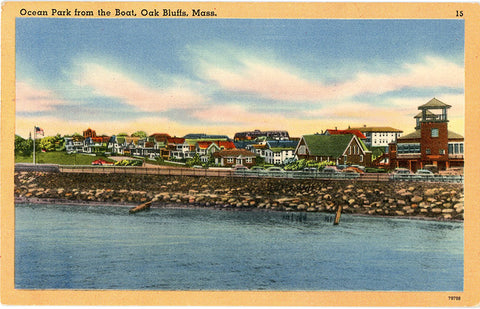 Oak Bluffs Massachusetts Ocean Park from Boat Vintage Postcard 1959 - Vintage Postcard Boutique