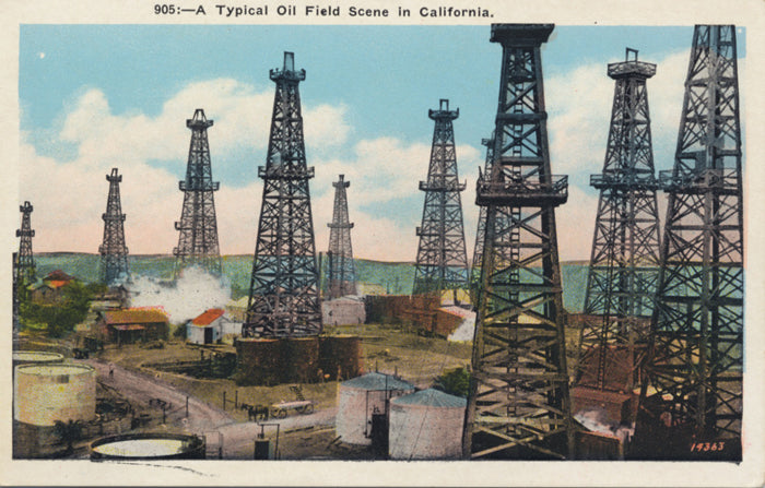 California Oil Field Scene Vintage Postcard circa 1920s (unused) - Vintage Postcard Boutique