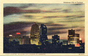 Oklahoma City Skyline at Twilight Sunset Vintage Oklahoma Postcard (unused) - Vintage Postcard Boutique