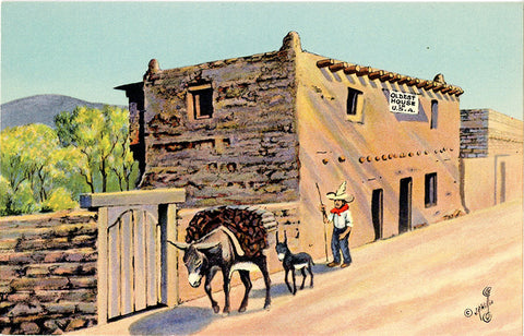 Santa Fe Trail End Before Railroad New Mexico Vintage Postcard 1940s (unused) - Vintage Postcard Boutique