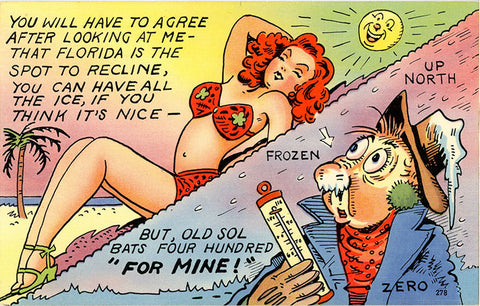 Sexy Woman in Bikini on Florida Beach Vintage Comic Postcard (unused) - Vintage Postcard Boutique