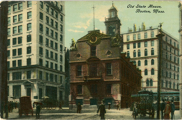 Boston Massachusetts Old State House Vintage Postcard circa 1910 (unused)