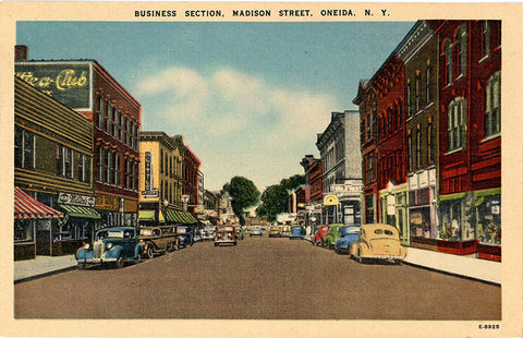 Oneida New York Madison Street Business Section Vintage Postcard 1951 - Vintage Postcard Boutique