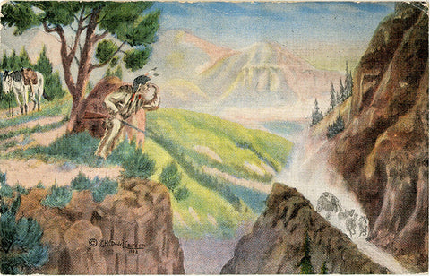 On the Frontier – Western L. H. Dude Larsen Vintage Postcard 1939 (unused)