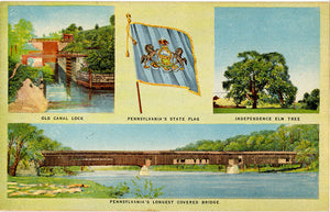 Pennsylvania Longest Covered Bridge Vintage Multi View Postcard (unused)