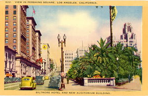 Biltmore Hotel & New Auditorium Building Pershing Square Los Angeles California Vintage Postcard (unused) - Vintage Postcard Boutique
