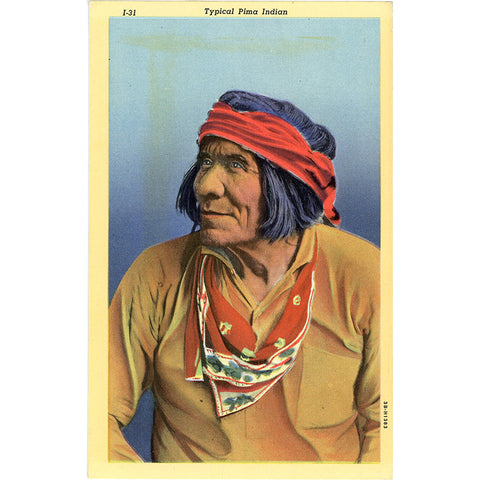 Pima Indian Portrait Vintage Native American Postcard (unused)