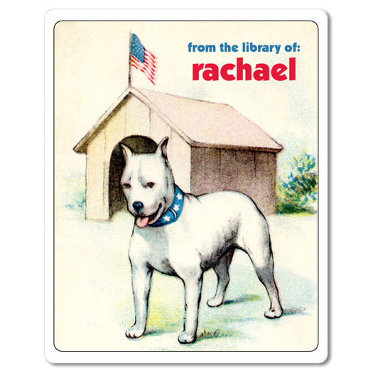Patriotic Pitbull Personalized Vintage Ex Libris Bookplates Labels