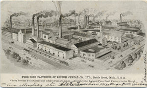 Battle Creek Michigan Pure Food Factories Postum Cereal Vintage Postcard 1906 - Vintage Postcard Boutique