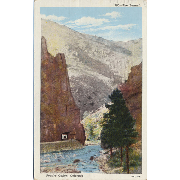 Poudre Canon Colorado Tunnel Near Ft. Collins Vintage Postcard 1942 - Vintage Postcard Boutique