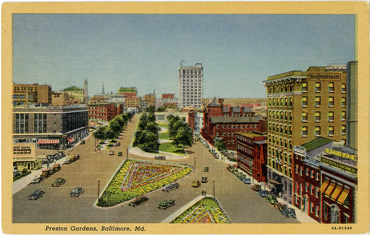 Baltimore Maryland Preston Gardens Vintage Postcard