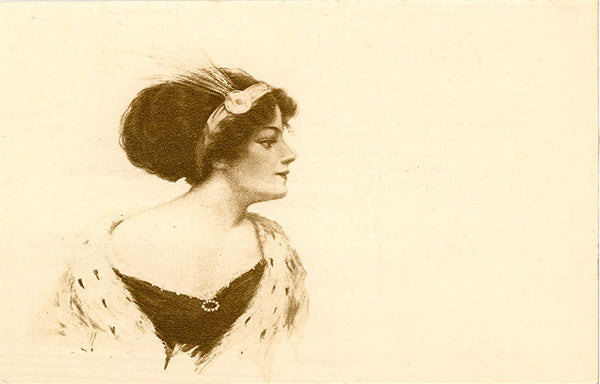 Pretty Lady Art Nouveau Era Vintage Postcard (unused) - Vintage Postcard Boutique