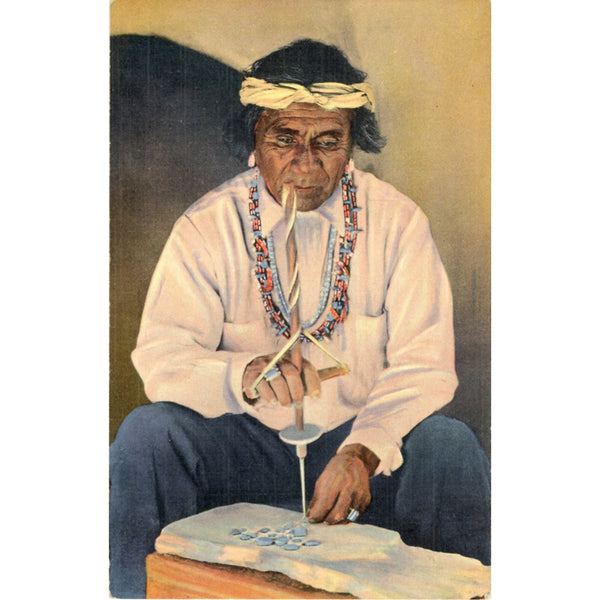 Pueblo Indian Turquoise Driller Native American - Vintage Postcard 1951 - Vintage Postcard Boutique