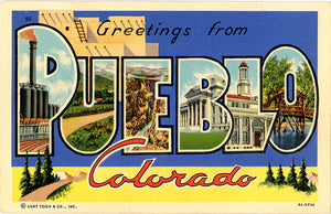 Pueblo Colorado Large Letter Vintage Postcard 1939