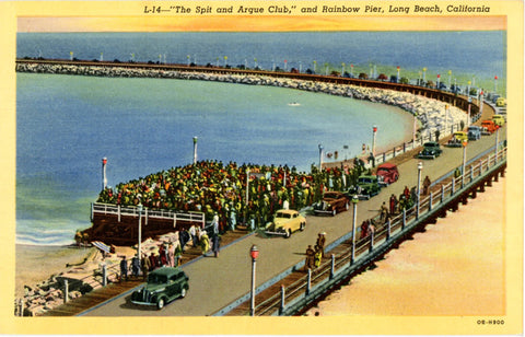 Long Beach California Spit & Argue Club & Rainbow Pier Vintage Postcard (unused) - Vintage Postcard Boutique