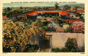 San Diego California Ramona's Marriage Place Patio & Garden Vintage Postcard (unused)
