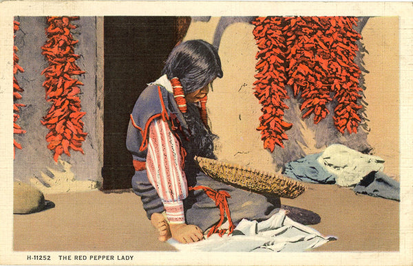 Red Pepper Lady Native American Vintage Postcard (unused) - Vintage Postcard Boutique