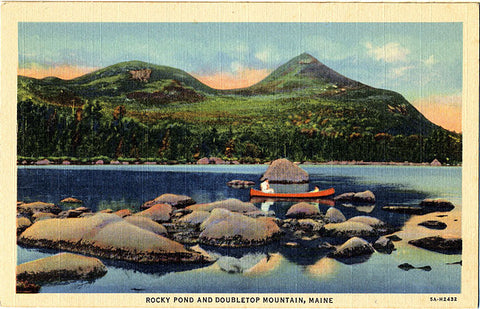 Maine Doubletop Mountain and Rocky Pond Vintage Postcard (unused) - Vintage Postcard Boutique