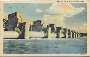 Davenport Iowa New Roller Dam Vintage Postcard 1944 - Vintage Postcard Boutique