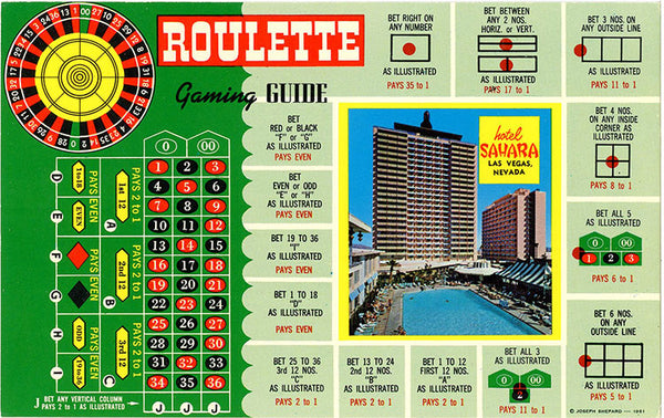 Las Vegas Nevada Hotel Sahara Roulette Gaming Guide Vintage Postcard (unused) - Vintage Postcard Boutique