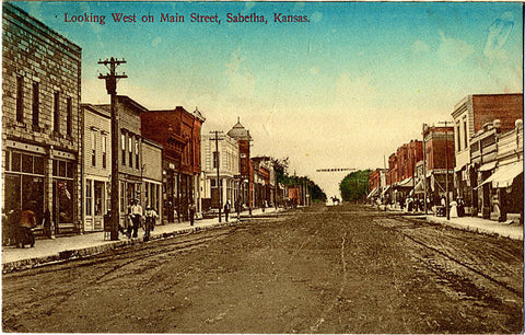 Sabetha Kansas Main Street Looking West Vintage Postcard 1909 - Vintage Postcard Boutique