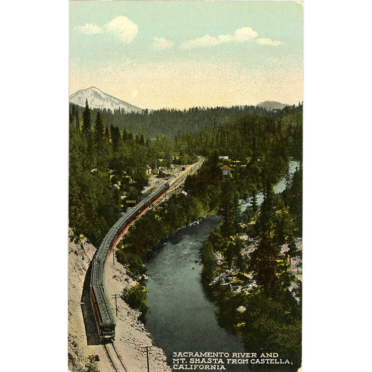 Sacramento River & Mt. Shasta from Castella California Vintage Postcard (unused)