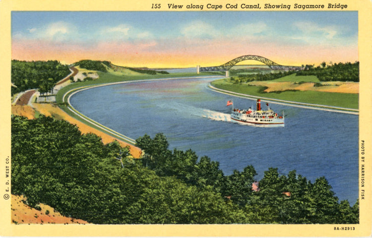 Cape Cod Canal & Sagamore Bridge Vintage Massachusetts Postcard (unused) - Vintage Postcard Boutique