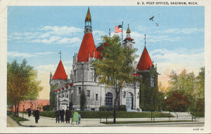 Saginaw Michigan U. S. Post Office Vintage Postcard 1937 - Vintage Postcard Boutique