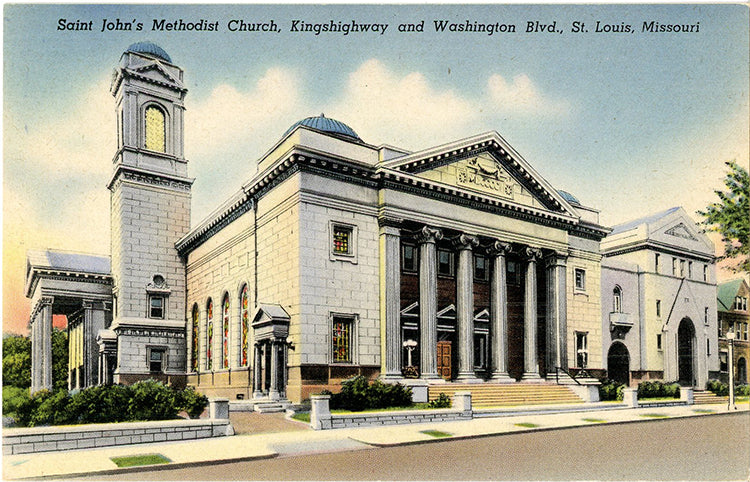 Saint John's Methodist Church St. Louis Missouri Vintage Postcard (unused)