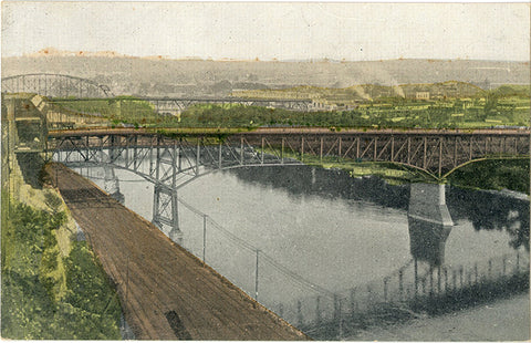 Saint Paul Minnesota Bridges on Mississippi River Vintage Postcard circa 1910 (unused)