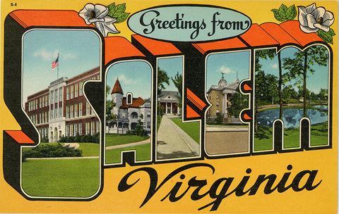 Salem Virginia Large Letter Vintage Postcard (unused) - Vintage Postcard Boutique
