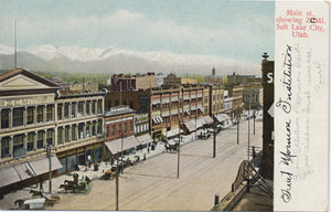 Salt Lake City Utah Main Street Vintage Postcard circa 1905 - Vintage Postcard Boutique