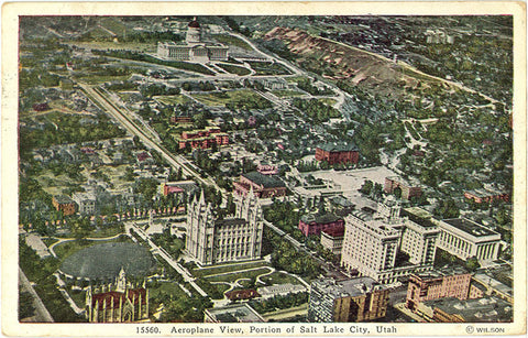 Salt Lake City Utah Aeroplane View Vintage Postcard 1933 - Vintage Postcard Boutique