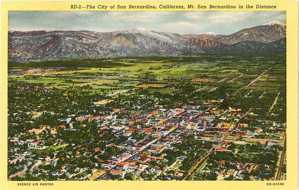San Bernardino California Bird's Eye View Vintage Postcard (unused) - Vintage Postcard Boutique