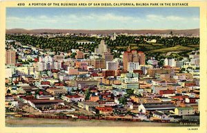 San Diego California Business Area Balboa Park Vintage Postcard 1945 - Vintage Postcard Boutique