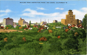 San Diego California Skyline from Inspiration Point Vintage Postcard (unused) - Vintage Postcard Boutique