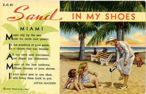 Miami Florida Sand in My Shoes Poem Vintage Postcard (unused)