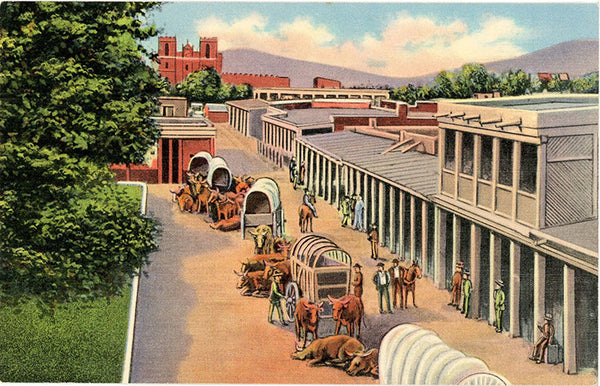 Santa Fe Trail End Before Railroad New Mexico Vintage Postcard 1940s (unused) - Vintage Postcard Boutique
