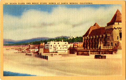 Santa Monica California Beach Clubs & Movie Stars' Homes Vintage Postcard 1947 - Vintage Postcard Boutique
